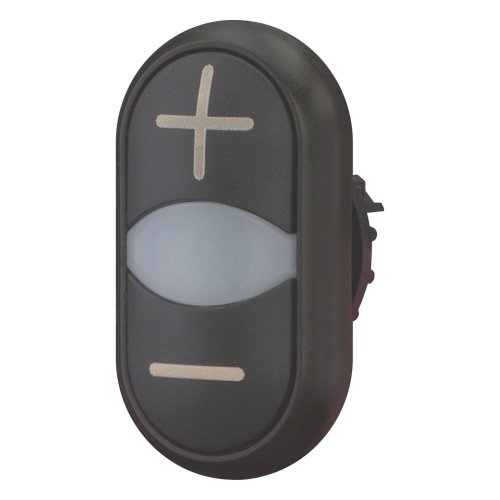 Eaton Dubbele drukknop +signaallamp, zwart +/wit/zwart - - Eaton 218146 l - 20065442