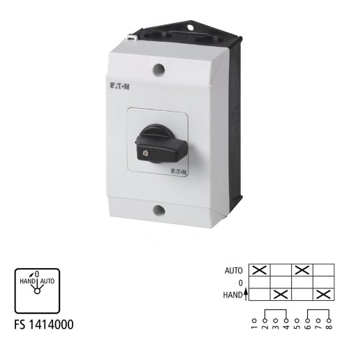 Eaton Omschakelaar, Contacten: 4, 32 A, Frontplaat: HAND>0-AUTO, 45 &deg;, Terug - Eaton 222758 l1 - 20065792