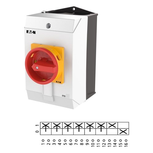 Eaton Hoofdschakelaar, 6-polig + 1MC + 1VC, 32 A, NOOD-UIT-functie, 90 &deg;, op - Eaton 222900 l1 - 20065803