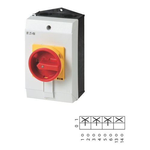 Eaton Hoofdschakelaar, 3-polig + 1MC, 32 A, NOOD-UIT-functie, 90 &deg;, opbouw - Eaton 223018 l1 - 20065815