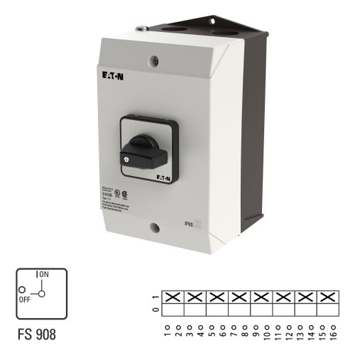 Eaton AAN-UIT-schakelaar, 8-polig, 32 A, 90 &deg;, Opbouw, UL/CSA - Eaton 263976 l1 - 20066895