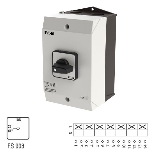 Eaton AAN-UIT-schakelaar, 7-polig, 32 A, 90 &deg;, Opbouw, UL/CSA - Eaton 264010 l1 - 20066897