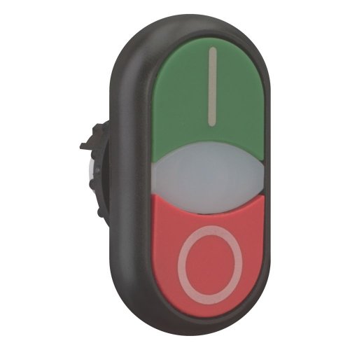 Eaton Dubbele drukknop, +signaallamp, vlak, groen I, wit, rood 0 - Eaton 284815 r - 20068531