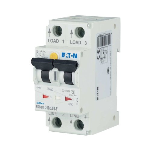 Eaton Dig. aardlekaut. (RCBO) FRBdM, 2P, 10A, D-kar., 100mA, 10kA, F-type - Eaton 300534 l - 20068737