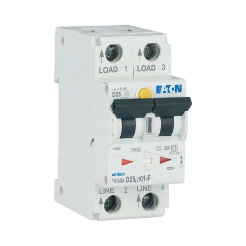 Eaton Dig. aardlekaut. (RCBO) FRBdM, 2P, 25A, D-kar., 100mA, 10kA, F-type - Eaton 300625 r - 20068800