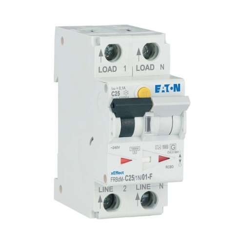 Eaton Dig. aardlekaut. (RCBO) FRBdM, 1P+N, 25A, C-kar., 100mA, 10kA, F-type - Eaton 300628 r - 20068803