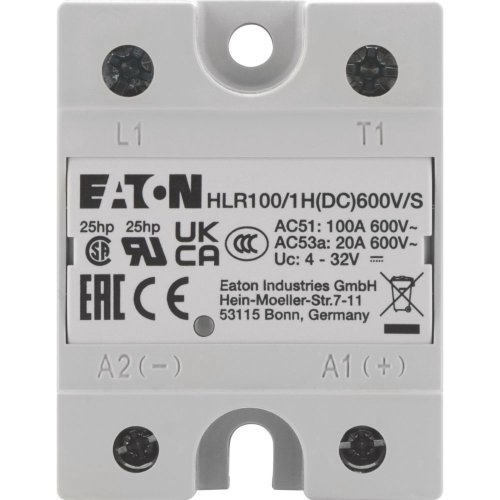 Eaton Solid state relais, 1 fase, stuurspanning 4-32VDC, no heatsink, out 60 - Eaton hlr100 1hdc600v s c - 20068851
