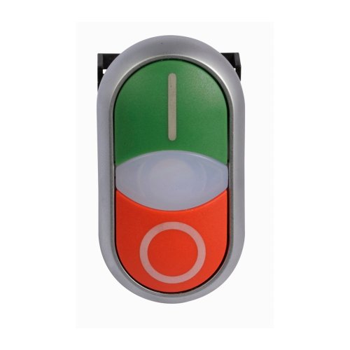 Eaton Dubbele drukknop, +signaallamp, vlak, wit I, wit, uitknop hoog zwart 0 - Eaton m22 ddl gr x1 x0 c - 20068536