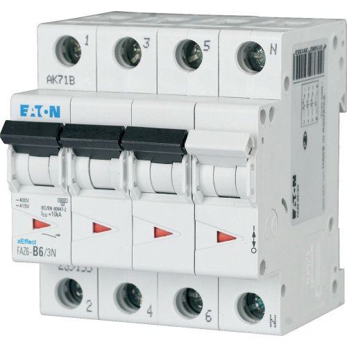 Eaton Installatie-automaat (MCB) FAZ6, 3P+N, 2A, B-curve, 6/10kA - Eaton wa sg00814 l - 20061643