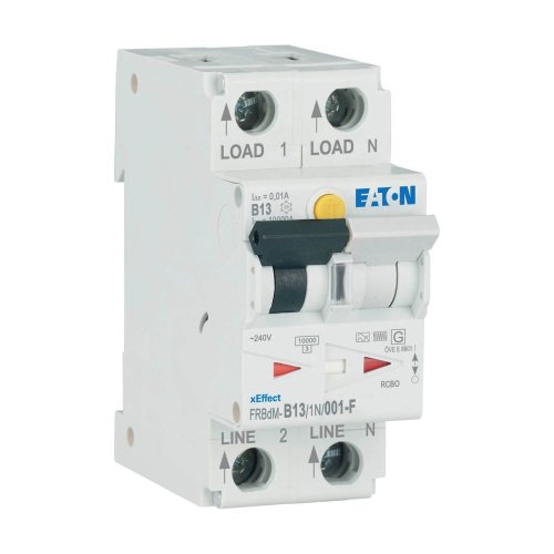 Eaton Dig. aardlekaut. (RCBO) FRBdM, 1P+N, 13A, B-kar., 10mA, 10kA, F-type - Eaton wa sg03921 r - 20068759