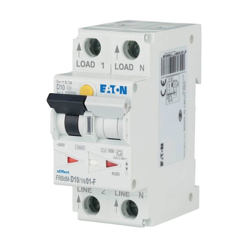 Eaton Dig. aardlekaut. (RCBO) FRBdM, 1P+N, 10A, D-kar., 100mA, 10kA, F-type - Eaton wa sg10221 l - 20068746