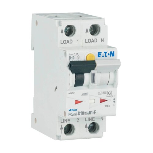Eaton Dig. aardlekaut. (RCBO) FRBdM, 1P+N, 10A, D-kar., 100mA, 10kA, F-type - Eaton wa sg10221 r - 20068746