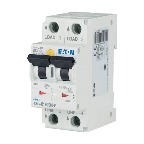 Eaton Dig. aardlekaut. (RCBO) FRBdM, 2P, 13A, B-kar., 30mA, 10kA, F-type - Eaton wa sg13121 l - 20068751