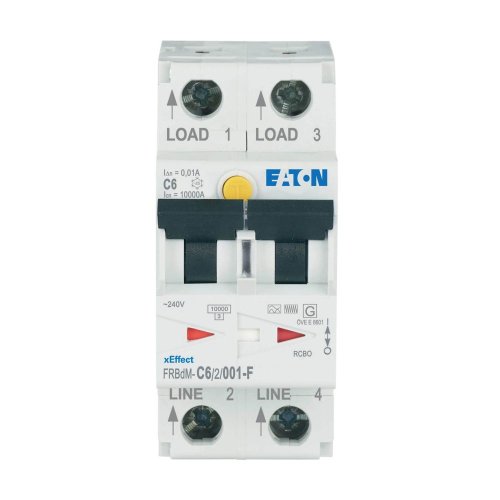 Eaton Dig. aardlekaut. (RCBO) FRBdM, 2P, 6A, C-kar., 10mA, 10kA, F-type - Eaton wa sg15221 c - 20068720