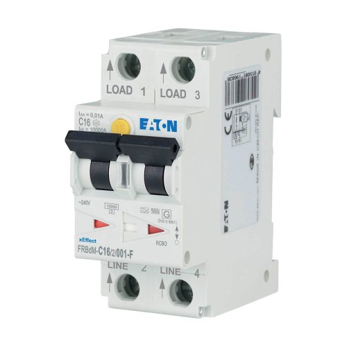 Eaton Dig. aardlekaut. (RCBO) FRBdM, 2P, 16A, C-kar., 10mA, 10kA, F-type - Eaton wa sg16021 l - 20068771