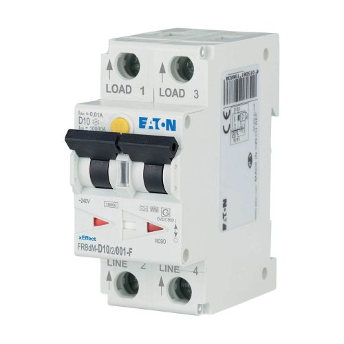 Eaton Dig. aardlekaut. (RCBO) FRBdM, 2P, 10A, D-kar., 10mA, 10kA, F-type - Eaton wa sg19421 l - 20068738