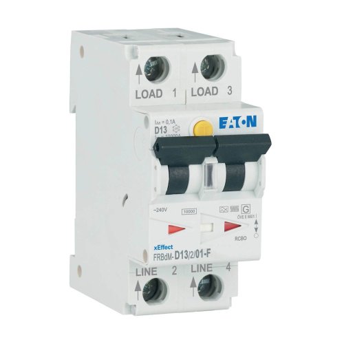 Eaton Dig. aardlekaut. (RCBO) FRBdM, 2P, 13A, D-kar., 100mA, 10kA, F-type - Eaton wa sg19621 r - 20068755