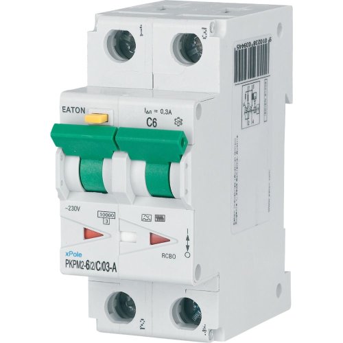 Eaton Aardlekautomaat (RCBO) PKPM2, 2P, 6A, C-kar, 300mA, Type A - Eaton wa sg24619 l - 20059448