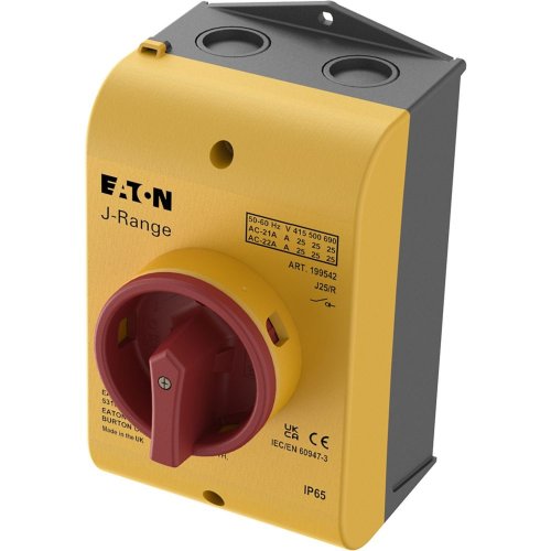 Eaton Hoofdschakelaar, 3-polig, 25 A, NOOD-UIT-functie, opbouw, gele behuizi - Eaton y7 199542 l - 20064102