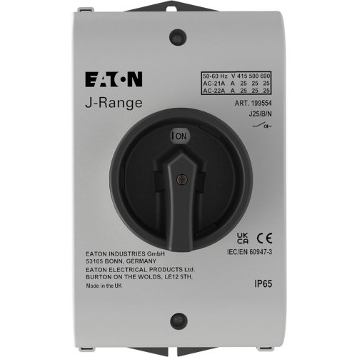 Eaton Hoofdschakelaar, 3-polig + N, 25 A, Aan - Uit, opbouw, witte behuizing - Eaton y7 199554 c - 20064114