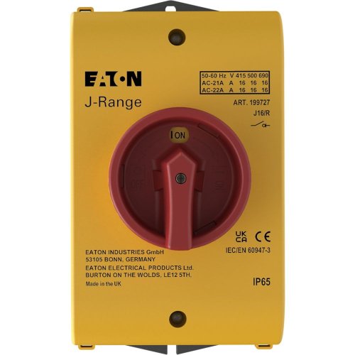 Eaton Hoofdschakelaar, 3-polig, 16 A, NOOD-UIT-functie, opbouw, gele behuizi - Eaton y7 199727 c - 20064217