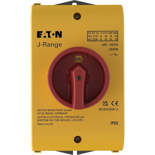 Eaton Hoofdschakelaar, 3-polig + N, 16 A, NOOD-UIT-functie, opbouw, gele beh - Eaton y7 199729 c - 20064219