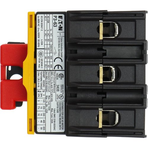 Eaton AAN-UIT-schakelaar, 3-polig, 63 A, NOOD-UIT-functie, Afsluitbaar in 0- - Eaton y7 45845 tp - 20057380