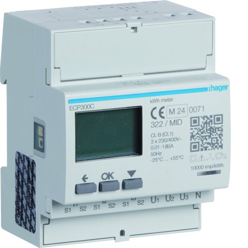 HAGER kwh meter 3f 1a/5a ECP300C - Ecp300c - 11001700