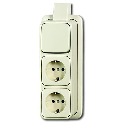 ABB Busch-Jaeger combinatie ra 3v wis +plaat opb AP creme - F 2601 6 2300 2eapj - 20088237