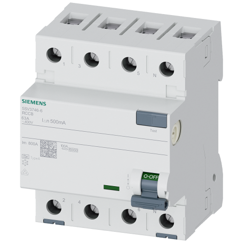 SIEMENS aardlekschakelaar 63a 0,5a 5SV37466 - G i202 xx 90463p - 9877933