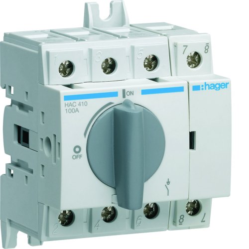 HAGER hoofdschakelaar 100a 4p HAC410 - Hac410 - 11000408