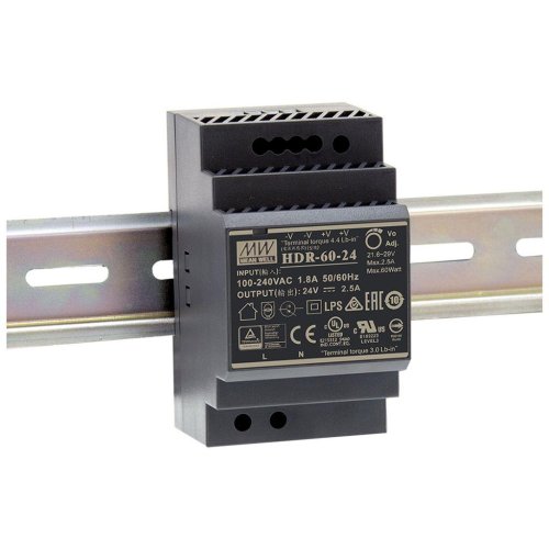 MEANWELL voeding HDR-60-24 24vdc 2,5a - Hdr 60 24 - 9988708