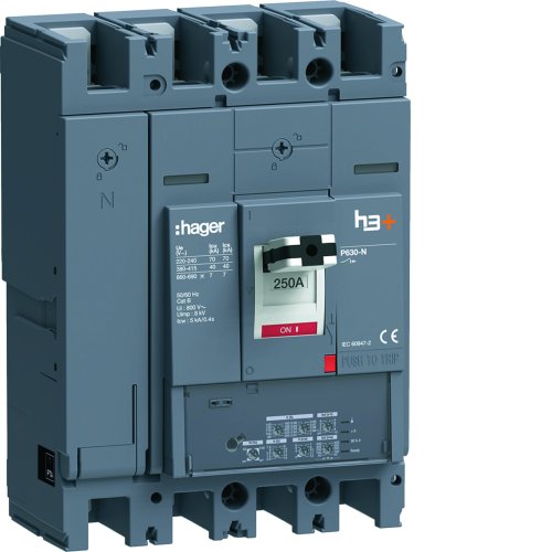 HAGER vermogensautomaat h3+ p630 ls 250a 4p HNW251JR - Hnw251jr - 11008223