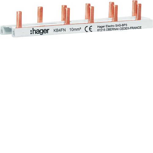 HAGER aansluitrail ge&iuml;soleerd 2-polig 6mod 40a KB4FN - Kb4fn - 8411705