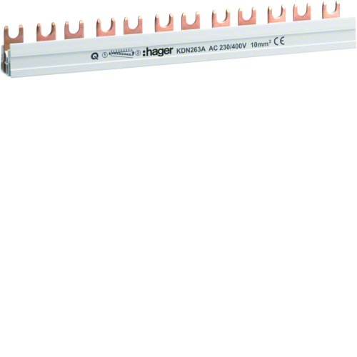 HAGER aansluitrail vork 2-polig 10qmm 12 modulen KDN263A - Kdn263a - 8411706