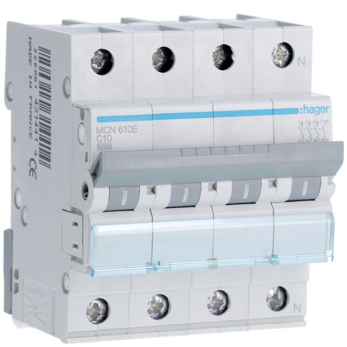 HAGER automaat 3p+n c10 MCN610E - Mcn610e - 8411640