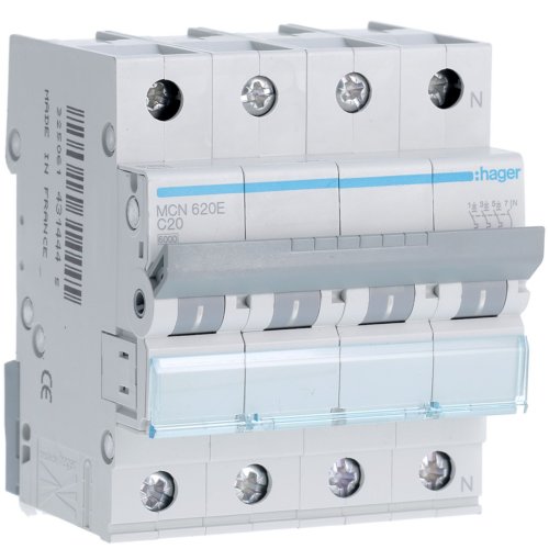 HAGER automaat 3p+n c20 MCN620E - Mcn620e - 8411708