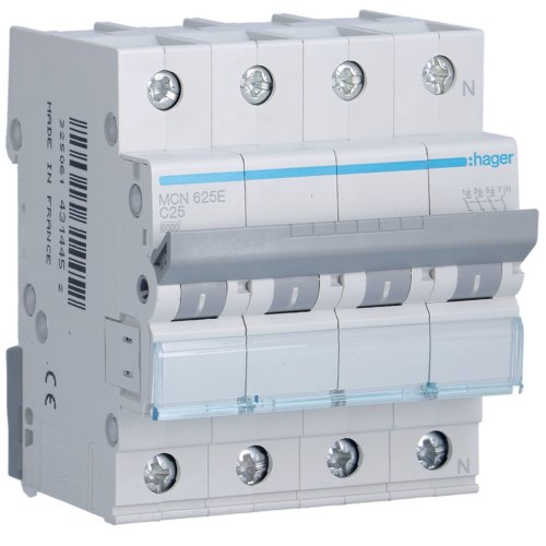 HAGER automaat 3p+n c25 MCN625E - Mcn625e - 8411565