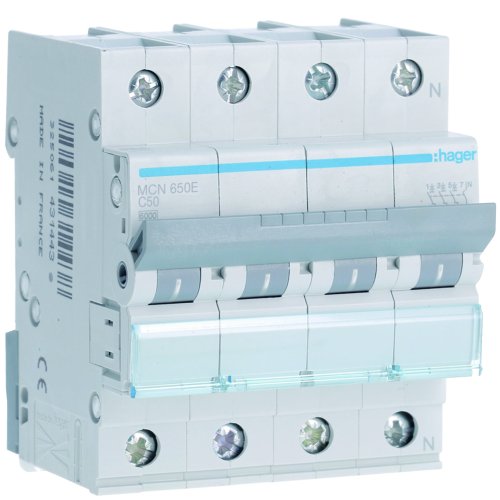 HAGER automaat 3p+n c50 MCN650E - Mcn650e - 11006540