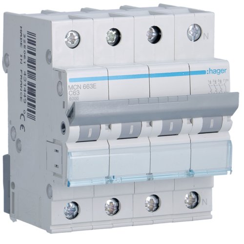 HAGER automaat 3p+n c63 MCN663E - Mcn663e - 11000090