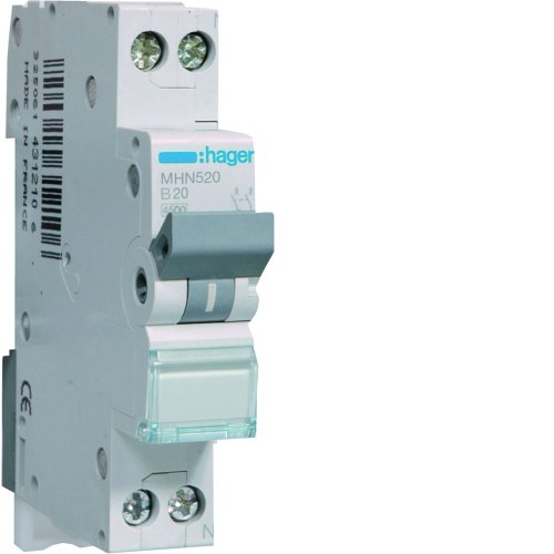 HAGER automaat 1p+n b20 MHN520 - Mhn520 - 11003976