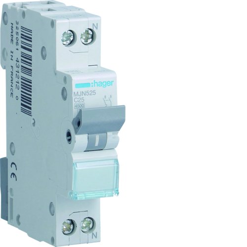 HAGER automaat 1p+n c25a MJN525 - Mjn525 - 11007968