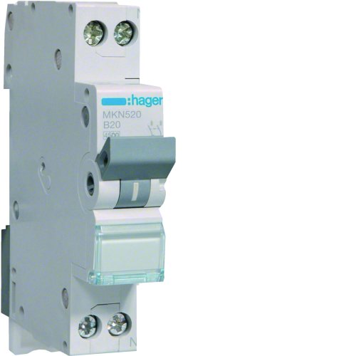 HAGER automaat 1p+n b20 6ka MKN520 - Mkn520 - 11010430