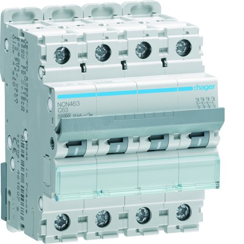 HAGER automaat 4p c63 NCN463 - Ncn463 - 8411690