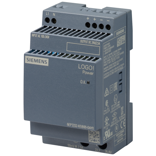 SIEMENS logo voeding 24v 2,5a 6EP3332-6SB00-0AY0 - P kt01 xx 01761p - 6292204
