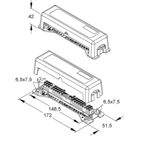 JMV Aardrail potentiaalvereffening 17-voudig - Productfoto transparant aansluitrail 17voudig jmv 9202105 - 20156571