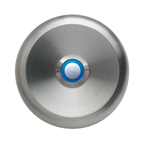 Grothe RVS beldrukker rond, opbouw, met blauwe led-ring - Productfoto transparant beldrukker eta 100 blauw grothe - 20148433