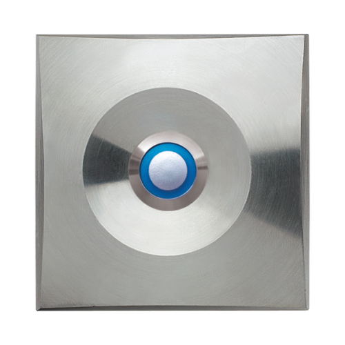 Grothe RVS beldrukker vierkant, opbouw, met blauwe led-ring - Productfoto transparant beldrukker eta 200 blauw grothe - 20148435