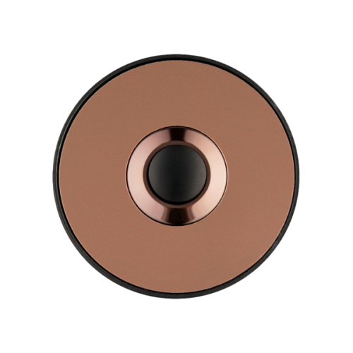 Grothe Beldrukker rond, koper met zwart opbouwraam - Productfoto transparant beldrukker piccolo cerchio koper zw grothe - 20148517