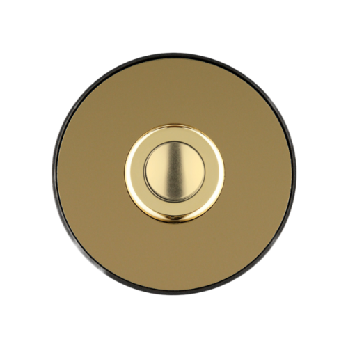 Grothe Beldrukker rond, messing met zwart opbouwraam - Productfoto transparant beldrukker piccolo cerchio messing zw grothe - 20148515